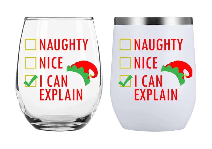 Naughty Nice Stemless Wine Glass