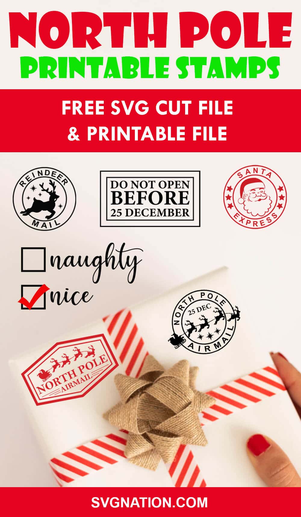 North Pole Stamp Free SVG Cut Files