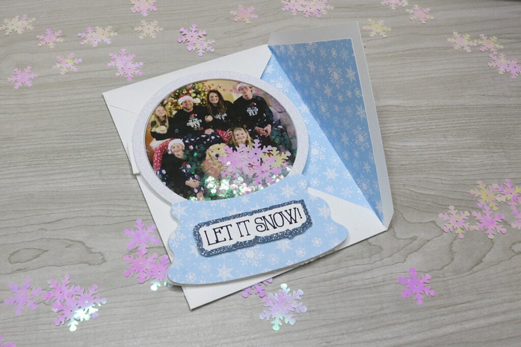 snow globe christmas card with envelope