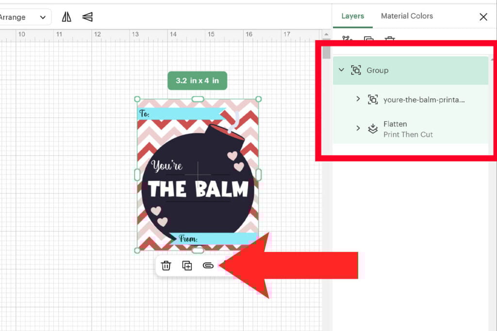 Attach cut lines to the flattened image in Cricut Design Space