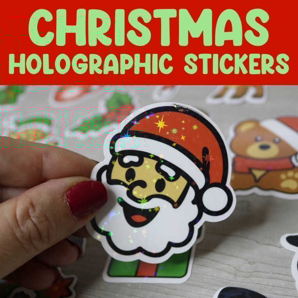 christmas holographic stickers cricut