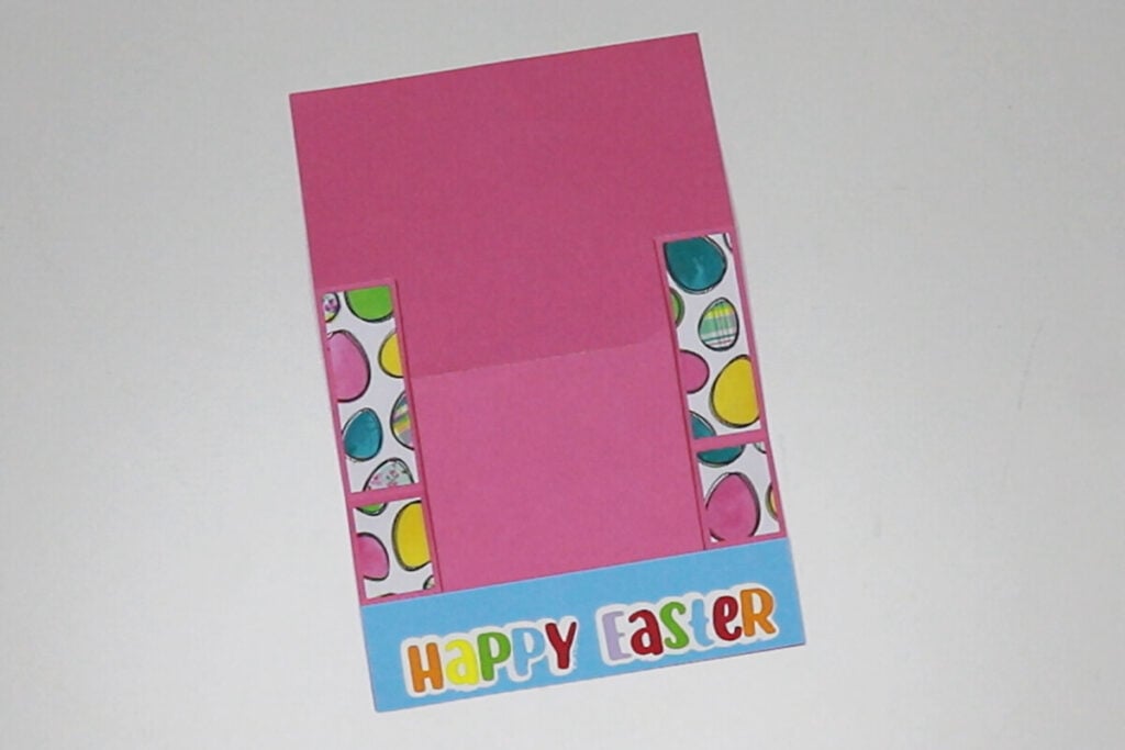 Glue layers to the front of the card