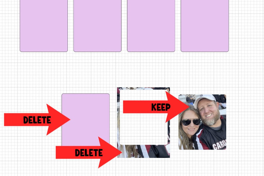 Slice the photo using the template and delete the extra pieces