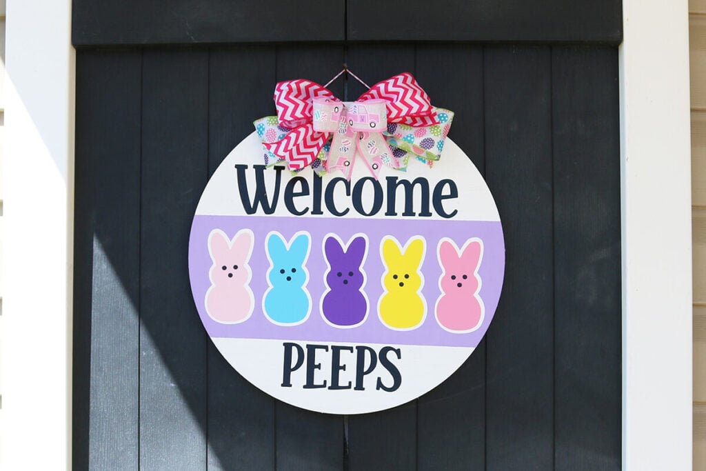 Welcome Peeps Cricut Wood Sign