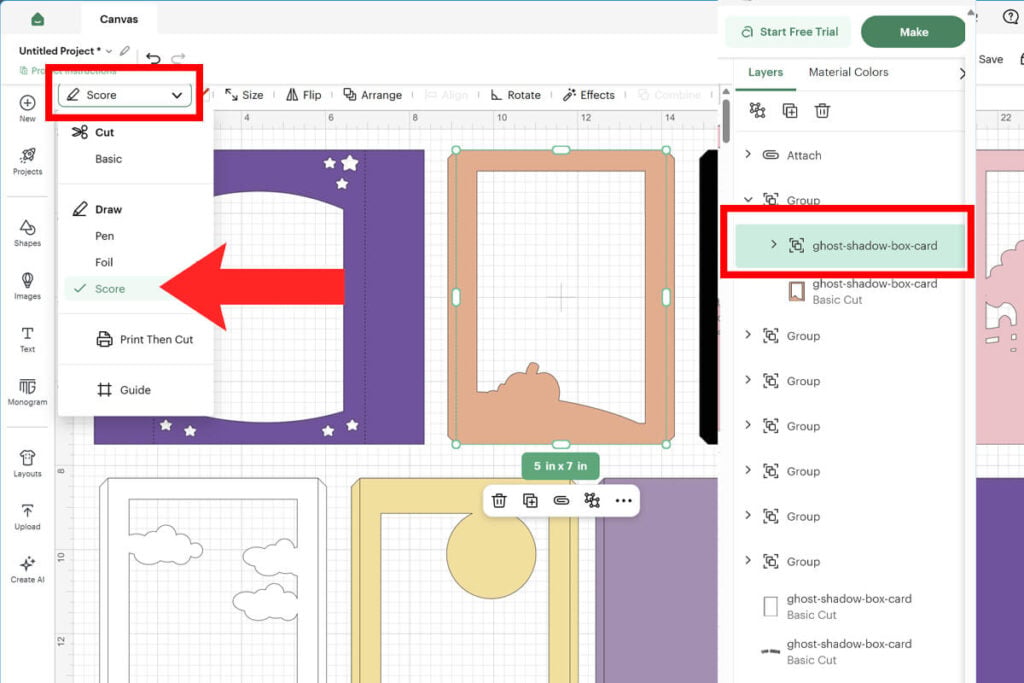 Add Score Lines in Cricut Design Space