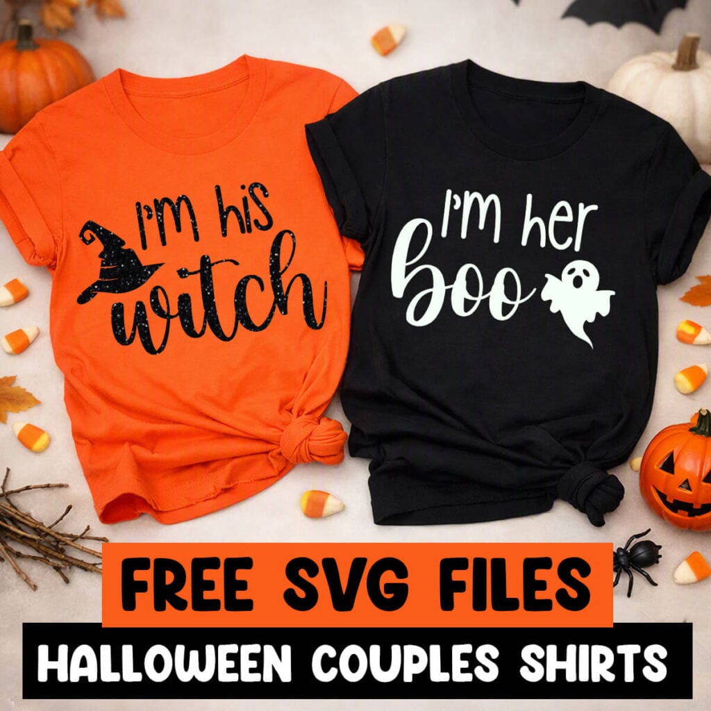 Halloween Shirts for Couples, I'm His Witch SVG, I'm Her Boo SVG