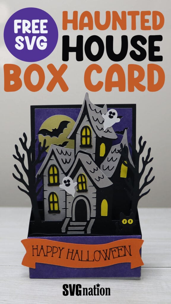 3d haunted house svg, Halloween Card SVG