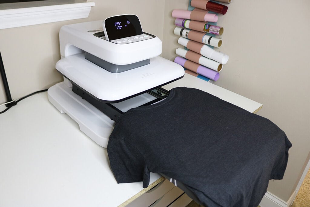 Prepare the shirt on the heat press mat