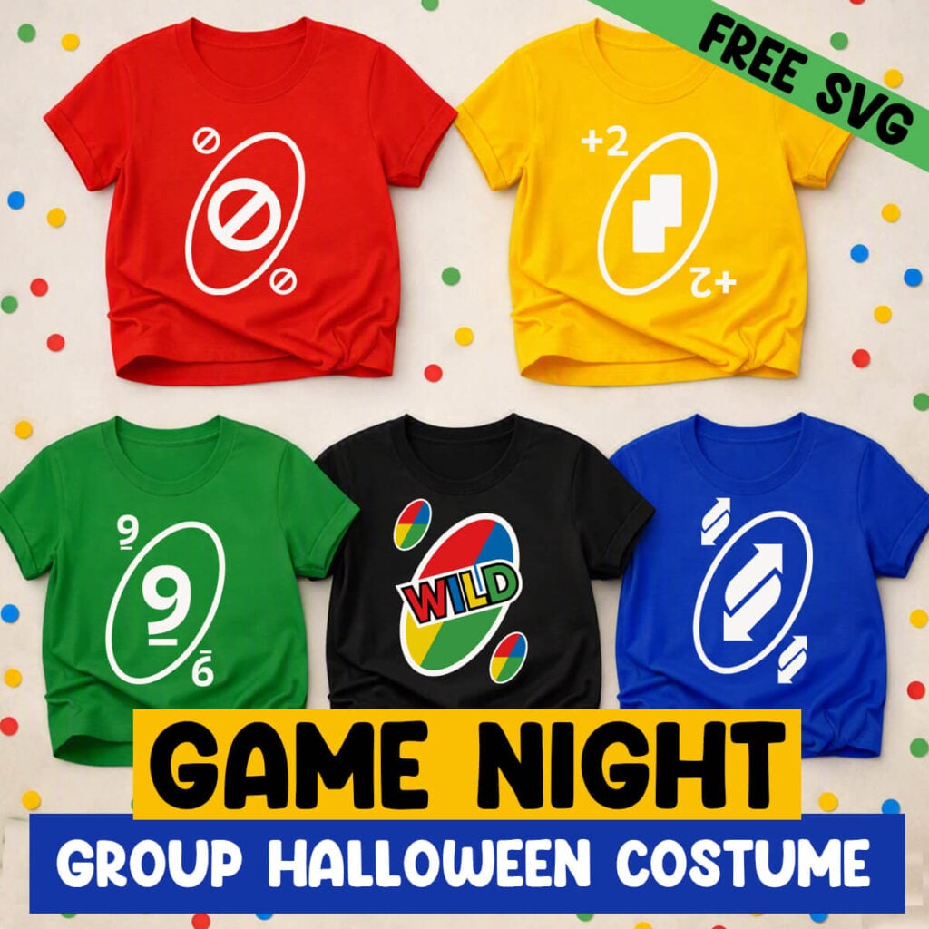 Game Night Group Halloween Cricut Costumes, Cricut Halloween Costume Ideas