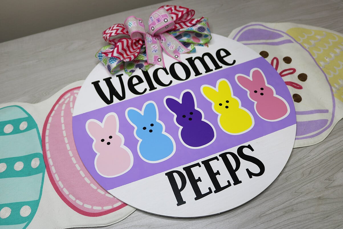 Welcome Peeps Easter Wood Sign with Cricut